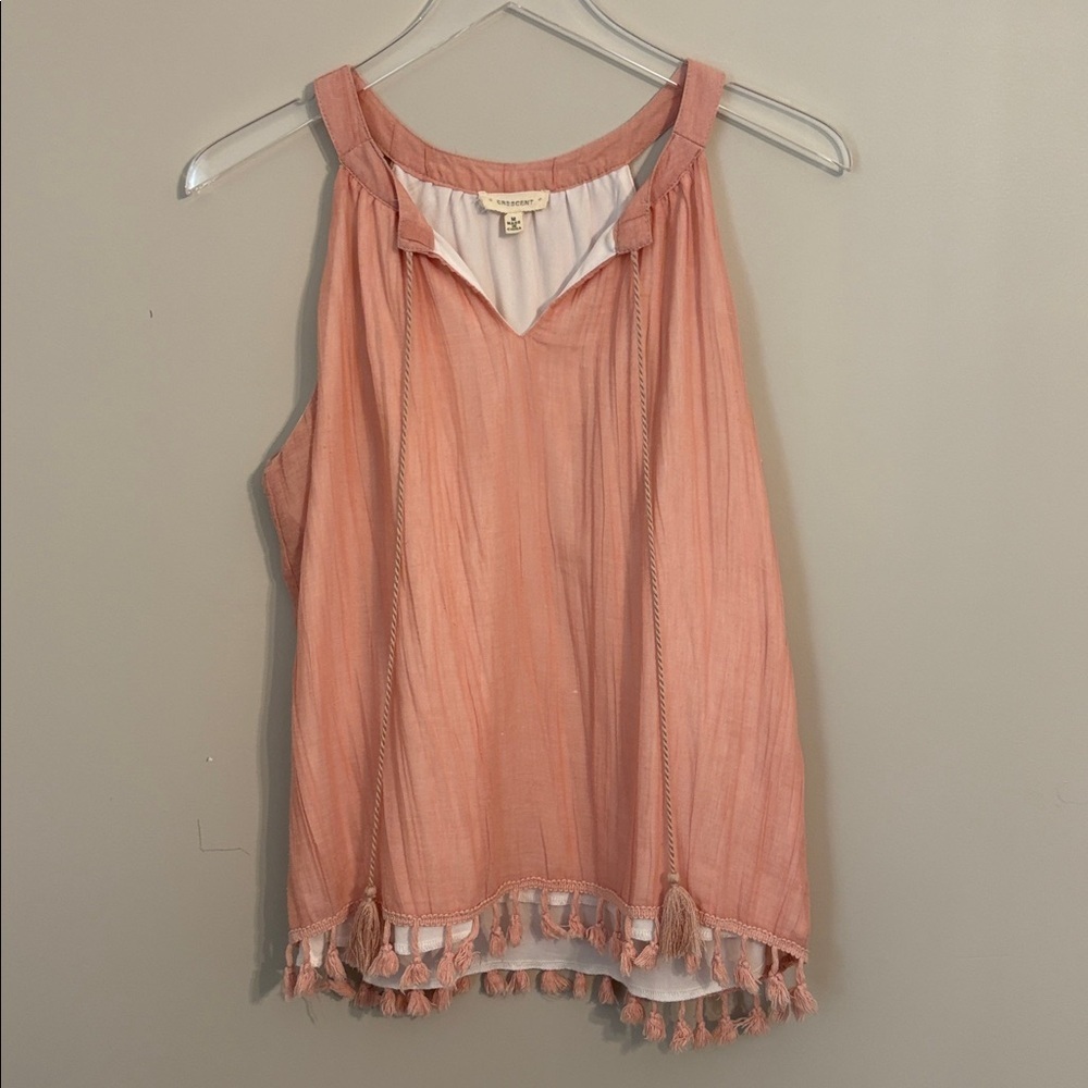 Crescent Pink and White Sleeveless Top Size Medium